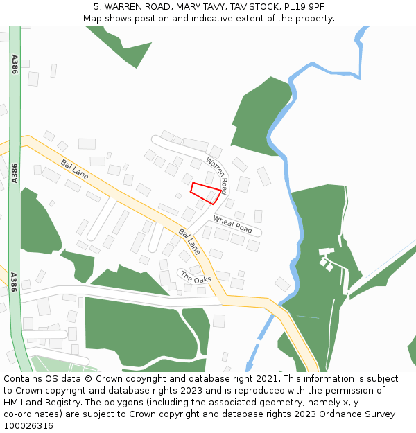 5, WARREN ROAD, MARY TAVY, TAVISTOCK, PL19 9PF: Location map and indicative extent of plot