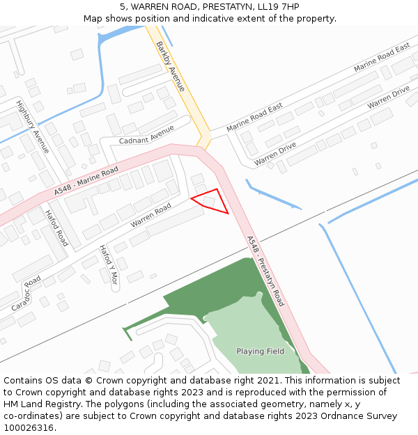 5, WARREN ROAD, PRESTATYN, LL19 7HP: Location map and indicative extent of plot