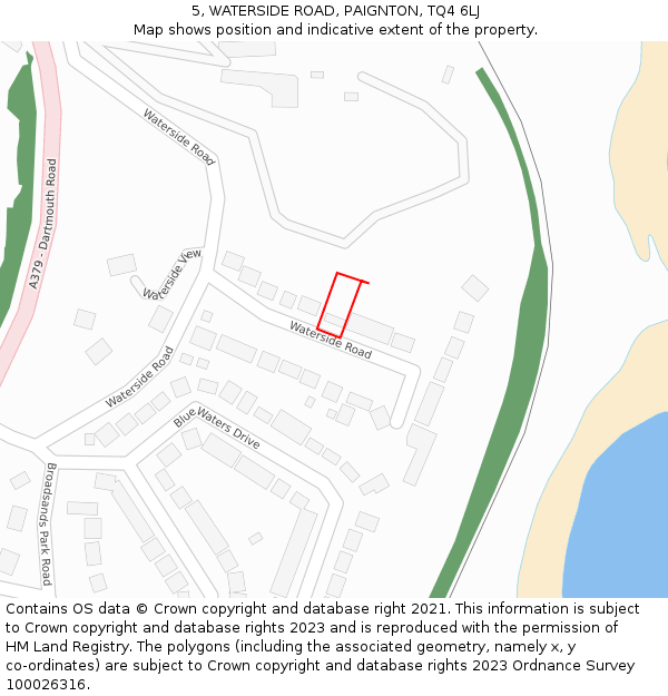 5, WATERSIDE ROAD, PAIGNTON, TQ4 6LJ: Location map and indicative extent of plot