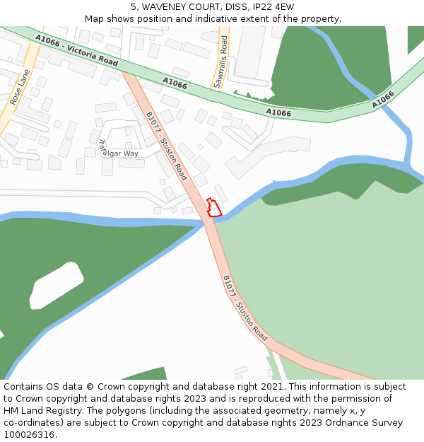 5, WAVENEY COURT, DISS, IP22 4EW: Location map and indicative extent of plot