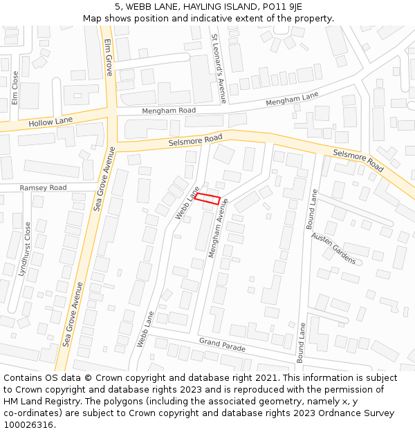 5, WEBB LANE, HAYLING ISLAND, PO11 9JE: Location map and indicative extent of plot