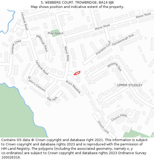 5, WEBBERS COURT, TROWBRIDGE, BA14 9JB: Location map and indicative extent of plot