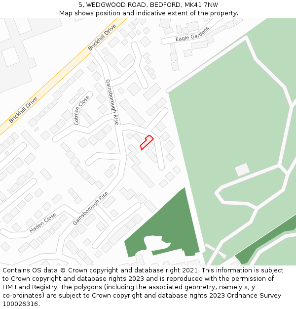 5, WEDGWOOD ROAD, BEDFORD, MK41 7NW: Location map and indicative extent of plot