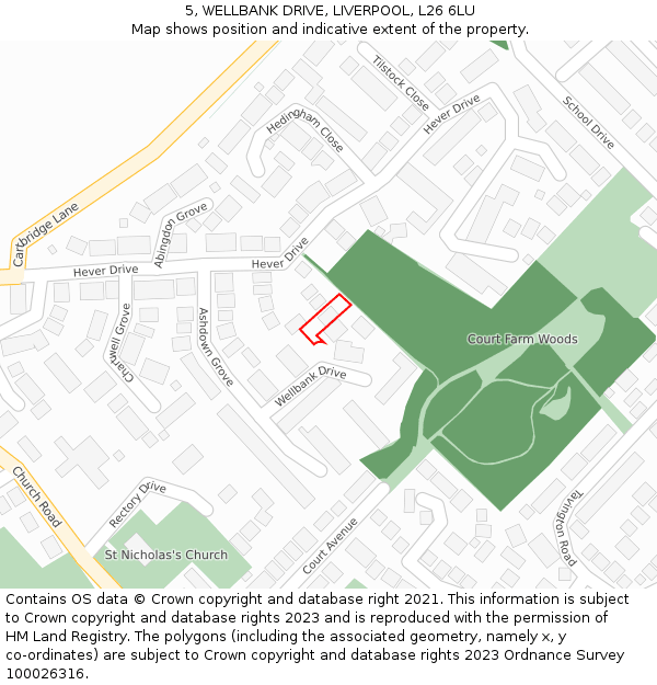 5, WELLBANK DRIVE, LIVERPOOL, L26 6LU: Location map and indicative extent of plot