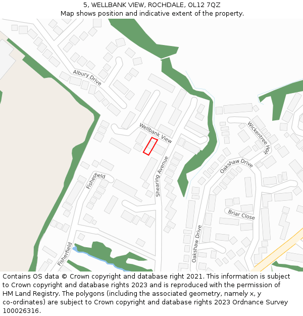 5, WELLBANK VIEW, ROCHDALE, OL12 7QZ: Location map and indicative extent of plot