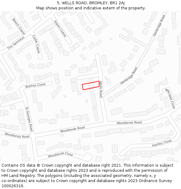 5, WELLS ROAD, BROMLEY, BR1 2AJ: Location map and indicative extent of plot