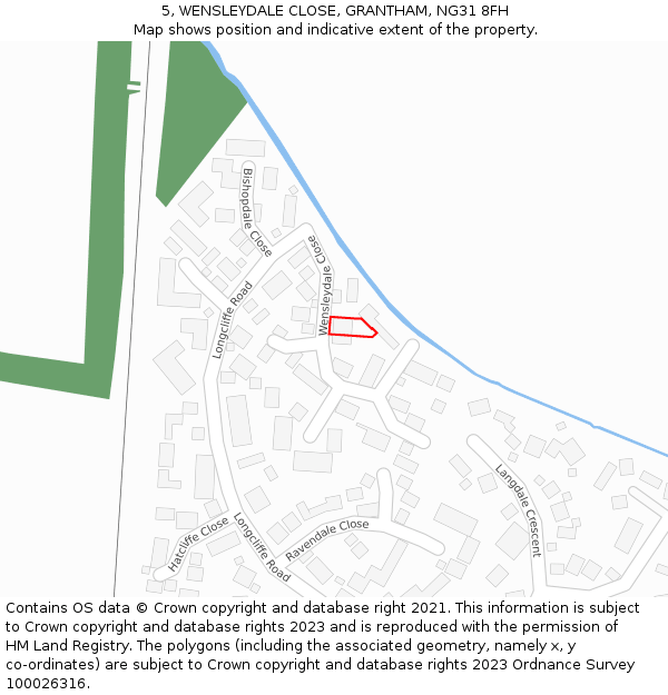 5, WENSLEYDALE CLOSE, GRANTHAM, NG31 8FH: Location map and indicative extent of plot