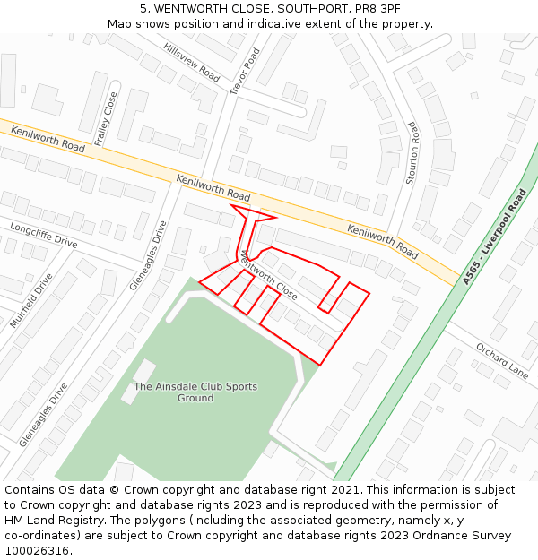 5, WENTWORTH CLOSE, SOUTHPORT, PR8 3PF: Location map and indicative extent of plot