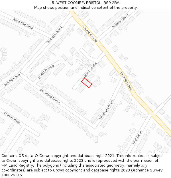 5, WEST COOMBE, BRISTOL, BS9 2BA: Location map and indicative extent of plot