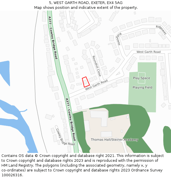 5, WEST GARTH ROAD, EXETER, EX4 5AG: Location map and indicative extent of plot