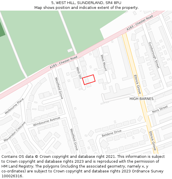 5, WEST HILL, SUNDERLAND, SR4 8PU: Location map and indicative extent of plot