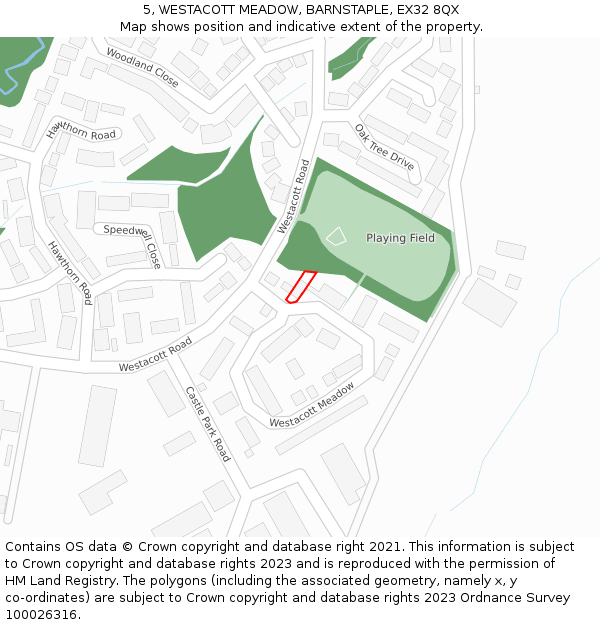 5, WESTACOTT MEADOW, BARNSTAPLE, EX32 8QX: Location map and indicative extent of plot