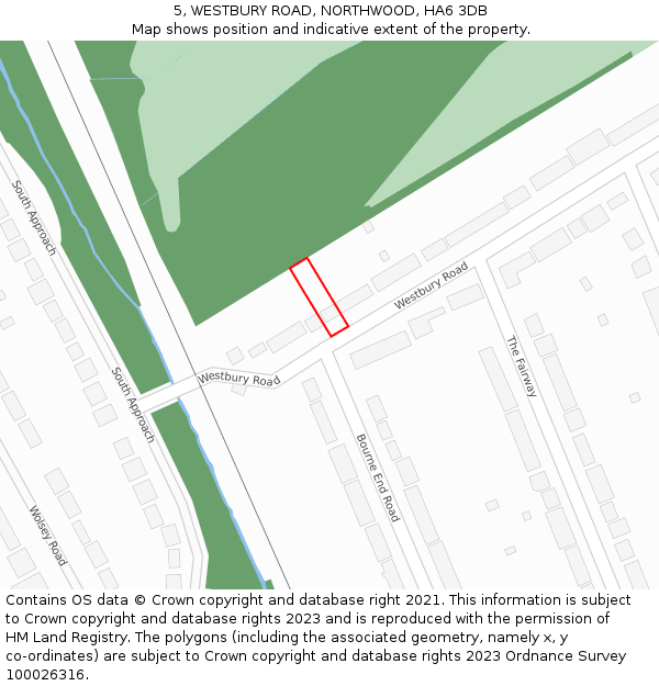 5, WESTBURY ROAD, NORTHWOOD, HA6 3DB: Location map and indicative extent of plot