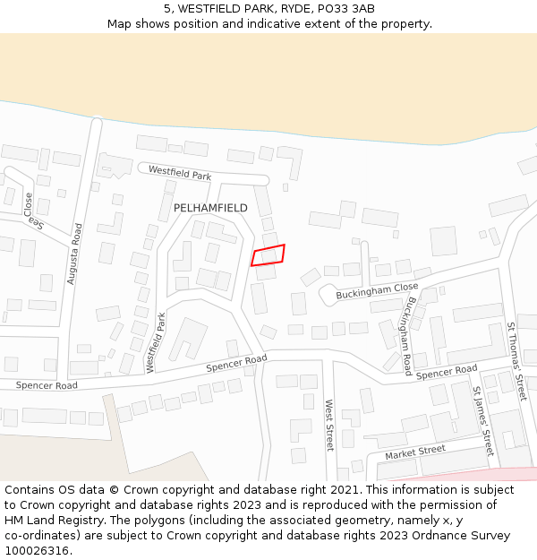 5, WESTFIELD PARK, RYDE, PO33 3AB: Location map and indicative extent of plot