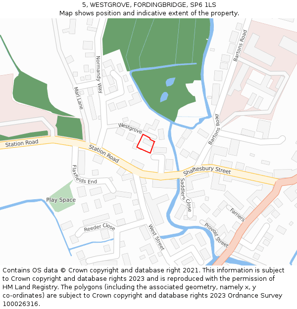 5, WESTGROVE, FORDINGBRIDGE, SP6 1LS: Location map and indicative extent of plot