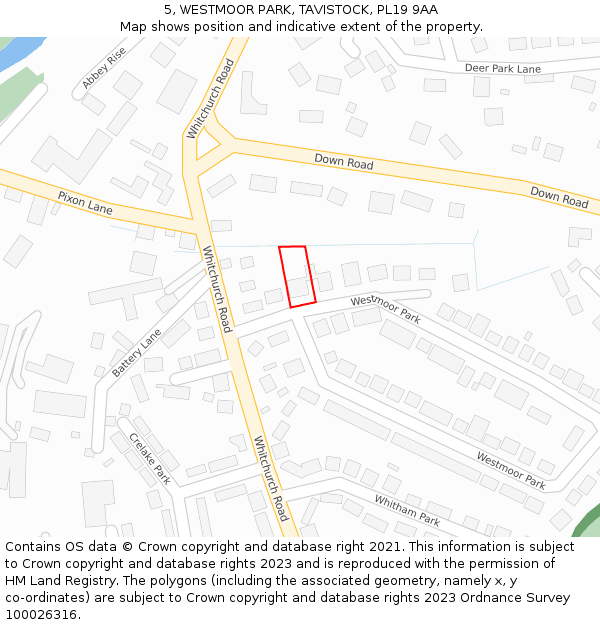 5, WESTMOOR PARK, TAVISTOCK, PL19 9AA: Location map and indicative extent of plot