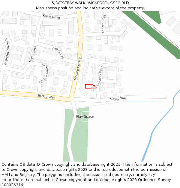 5, WESTRAY WALK, WICKFORD, SS12 9LD: Location map and indicative extent of plot