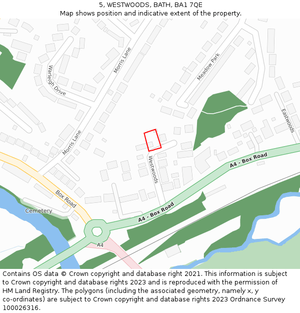 5, WESTWOODS, BATH, BA1 7QE: Location map and indicative extent of plot