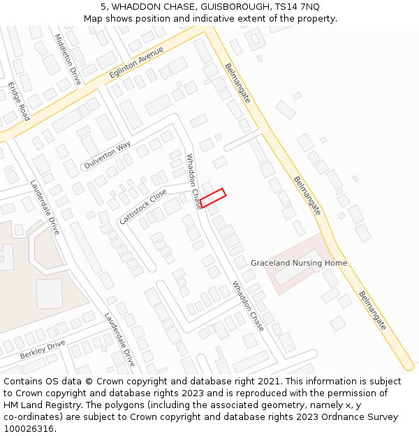 5, WHADDON CHASE, GUISBOROUGH, TS14 7NQ: Location map and indicative extent of plot