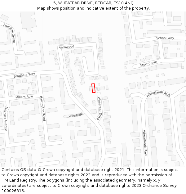 5, WHEATEAR DRIVE, REDCAR, TS10 4NQ: Location map and indicative extent of plot