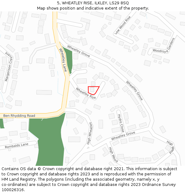 5, WHEATLEY RISE, ILKLEY, LS29 8SQ: Location map and indicative extent of plot