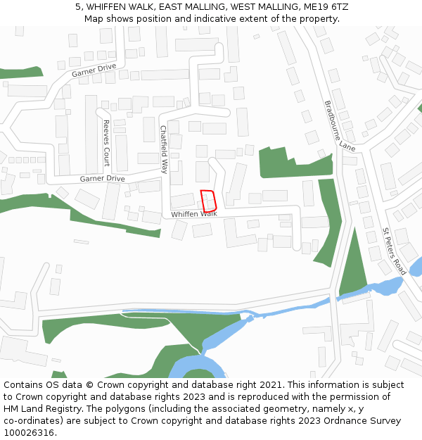 5, WHIFFEN WALK, EAST MALLING, WEST MALLING, ME19 6TZ: Location map and indicative extent of plot