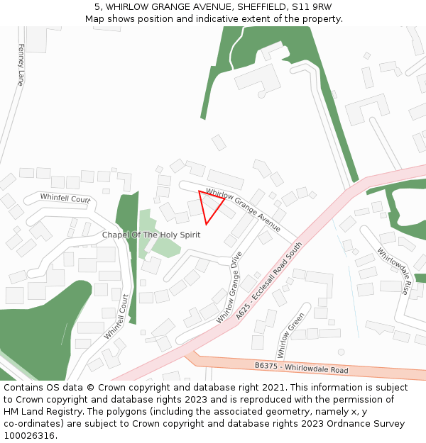 5, WHIRLOW GRANGE AVENUE, SHEFFIELD, S11 9RW: Location map and indicative extent of plot