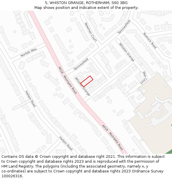 5, WHISTON GRANGE, ROTHERHAM, S60 3BG: Location map and indicative extent of plot