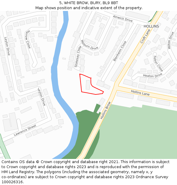 5, WHITE BROW, BURY, BL9 8BT: Location map and indicative extent of plot