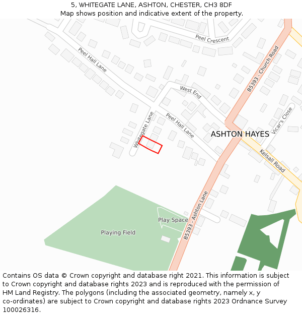 5, WHITEGATE LANE, ASHTON, CHESTER, CH3 8DF: Location map and indicative extent of plot