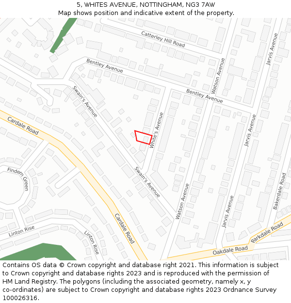 5, WHITES AVENUE, NOTTINGHAM, NG3 7AW: Location map and indicative extent of plot