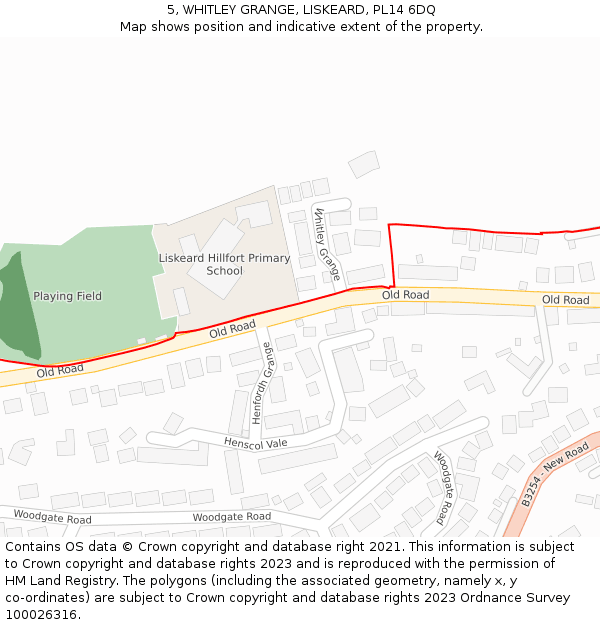 5, WHITLEY GRANGE, LISKEARD, PL14 6DQ: Location map and indicative extent of plot