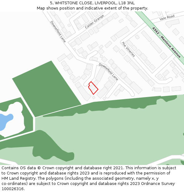 5, WHITSTONE CLOSE, LIVERPOOL, L18 3NL: Location map and indicative extent of plot