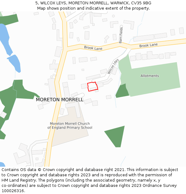 5, WILCOX LEYS, MORETON MORRELL, WARWICK, CV35 9BG: Location map and indicative extent of plot