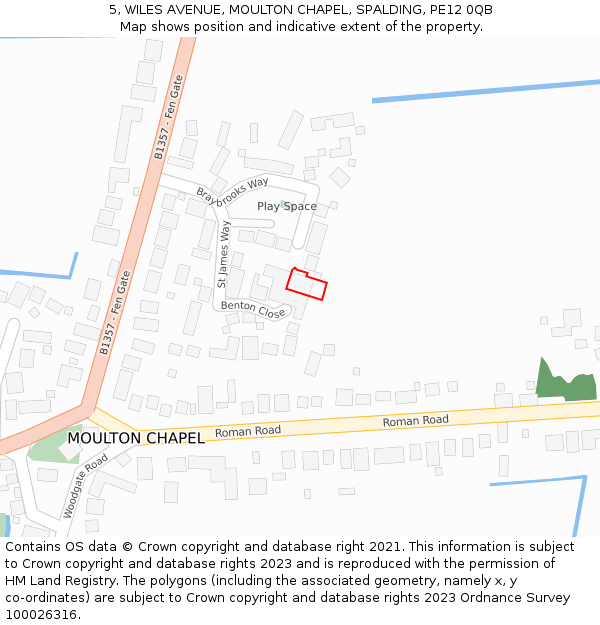 5, WILES AVENUE, MOULTON CHAPEL, SPALDING, PE12 0QB: Location map and indicative extent of plot
