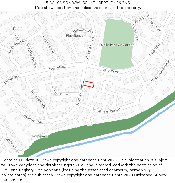 5, WILKINSON WAY, SCUNTHORPE, DN16 3NS: Location map and indicative extent of plot