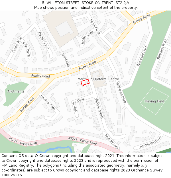 5, WILLETON STREET, STOKE-ON-TRENT, ST2 9JA: Location map and indicative extent of plot