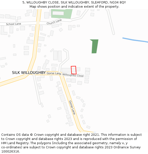 5, WILLOUGHBY CLOSE, SILK WILLOUGHBY, SLEAFORD, NG34 8QY: Location map and indicative extent of plot