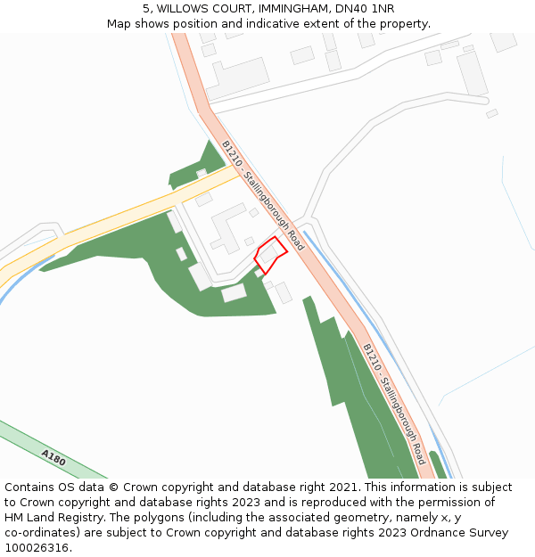 5, WILLOWS COURT, IMMINGHAM, DN40 1NR: Location map and indicative extent of plot