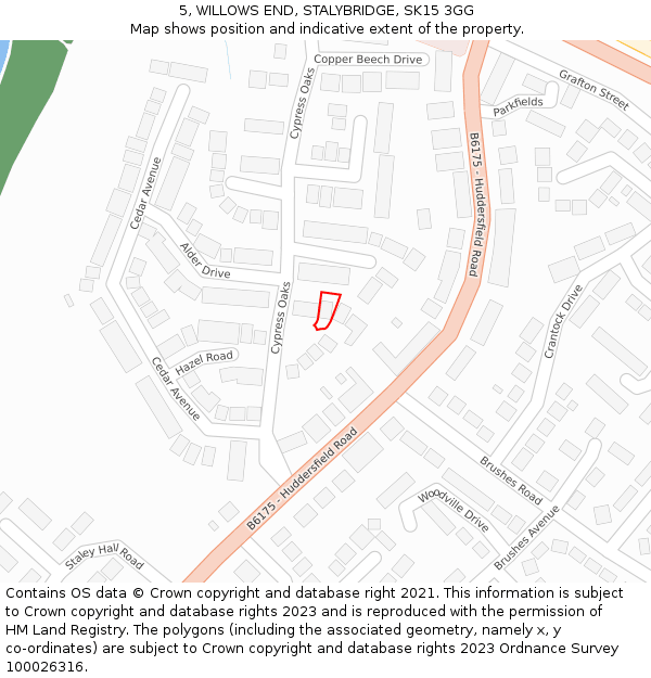 5, WILLOWS END, STALYBRIDGE, SK15 3GG: Location map and indicative extent of plot