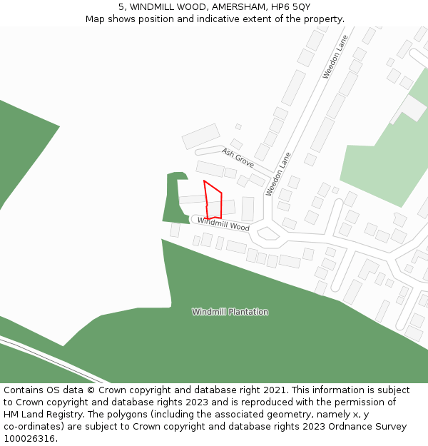 5, WINDMILL WOOD, AMERSHAM, HP6 5QY: Location map and indicative extent of plot