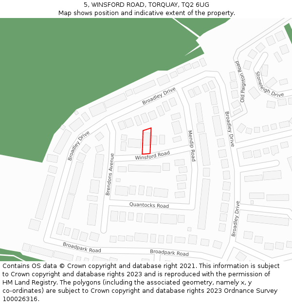 5, WINSFORD ROAD, TORQUAY, TQ2 6UG: Location map and indicative extent of plot
