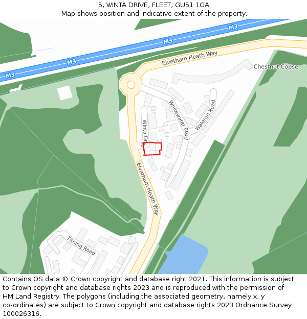 5, WINTA DRIVE, FLEET, GU51 1GA: Location map and indicative extent of plot