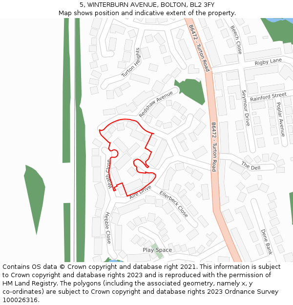 5, WINTERBURN AVENUE, BOLTON, BL2 3FY: Location map and indicative extent of plot