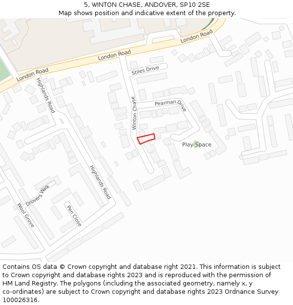 5, WINTON CHASE, ANDOVER, SP10 2SE: Location map and indicative extent of plot