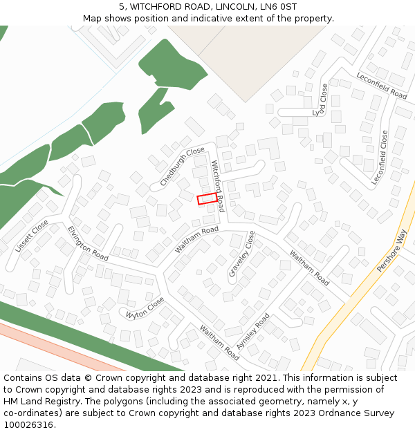 5, WITCHFORD ROAD, LINCOLN, LN6 0ST: Location map and indicative extent of plot