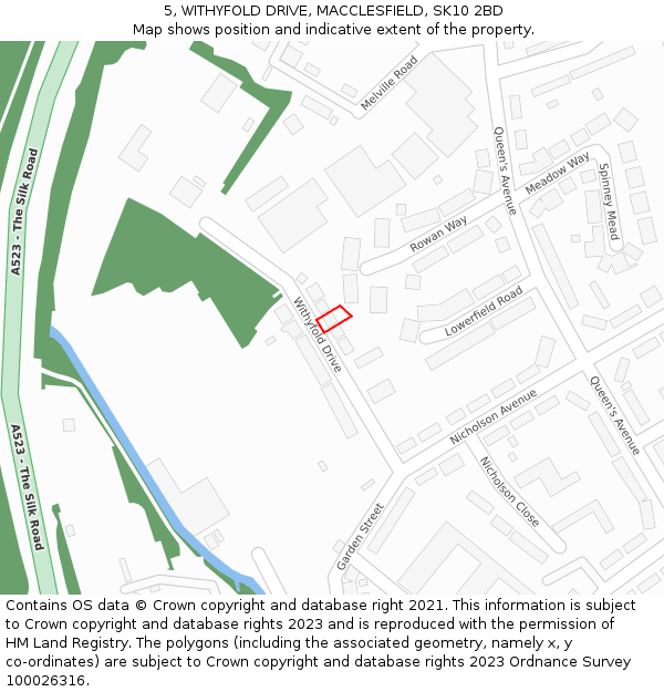 5, WITHYFOLD DRIVE, MACCLESFIELD, SK10 2BD: Location map and indicative extent of plot