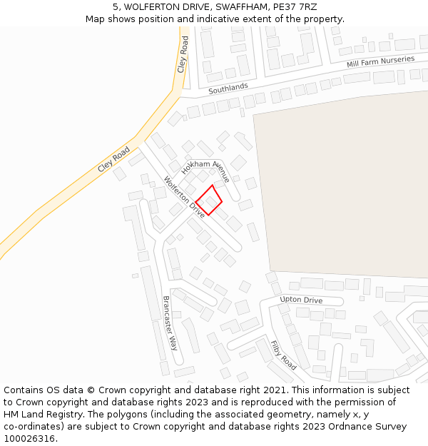 5, WOLFERTON DRIVE, SWAFFHAM, PE37 7RZ: Location map and indicative extent of plot