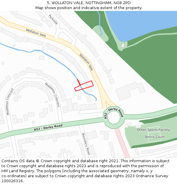 5, WOLLATON VALE, NOTTINGHAM, NG8 2PD: Location map and indicative extent of plot