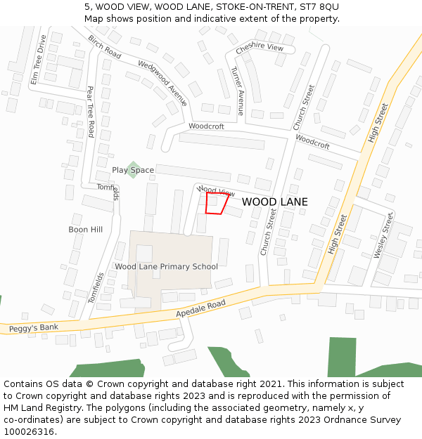 5, WOOD VIEW, WOOD LANE, STOKE-ON-TRENT, ST7 8QU: Location map and indicative extent of plot